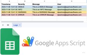 Image Showing Google Sheets Logs, Google Sheets and Google Apps Script Logo